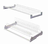 Сушка проволочная, двухуровневая, с алюминиевой телескопической рамкой, в комплекте 2 жестких пластиковых поддона + держатель поддона - 1 комплект, 600 мм, хром (13.27.02.1.0.1)