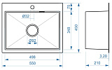 Мойка кухонная прямоугольная, размер 550x450 мм, в комплекте с арматурой, черная брашированная сталь (SP(Pr)5545/2/BL)