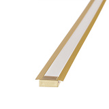 Алюминиевый врезной профиль 22x6 мм, L=3 м с матовым экраном, с заглушками, без крепежа, шампань матовая (LR37-L3-MCH)