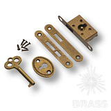 Замок для шкатулки врезной (комплект), сталь, цвет бронза (30.00.057-0)