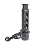 Блок розеток выдвижной, черный, 230V, 60 мм (SPO-3B)